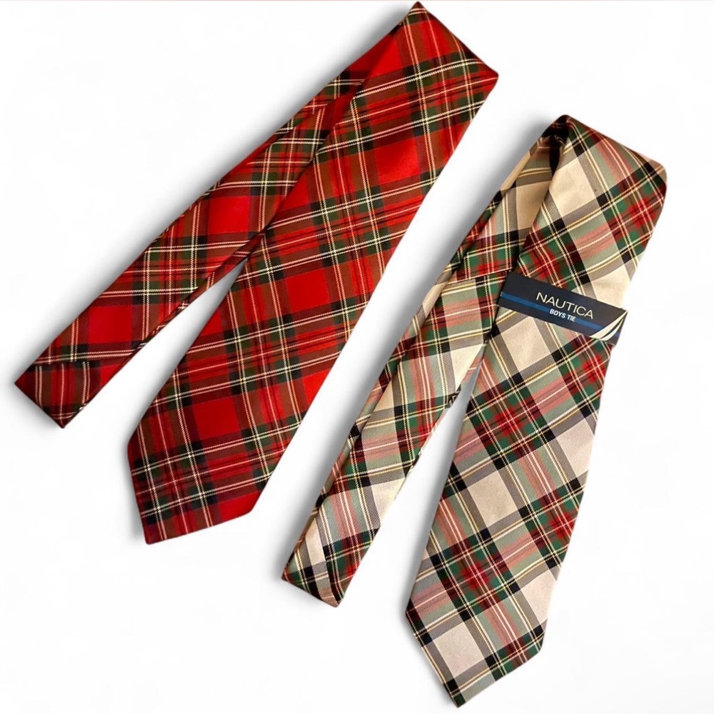 Nautica Boys Holiday Plaid Ties Set of 2